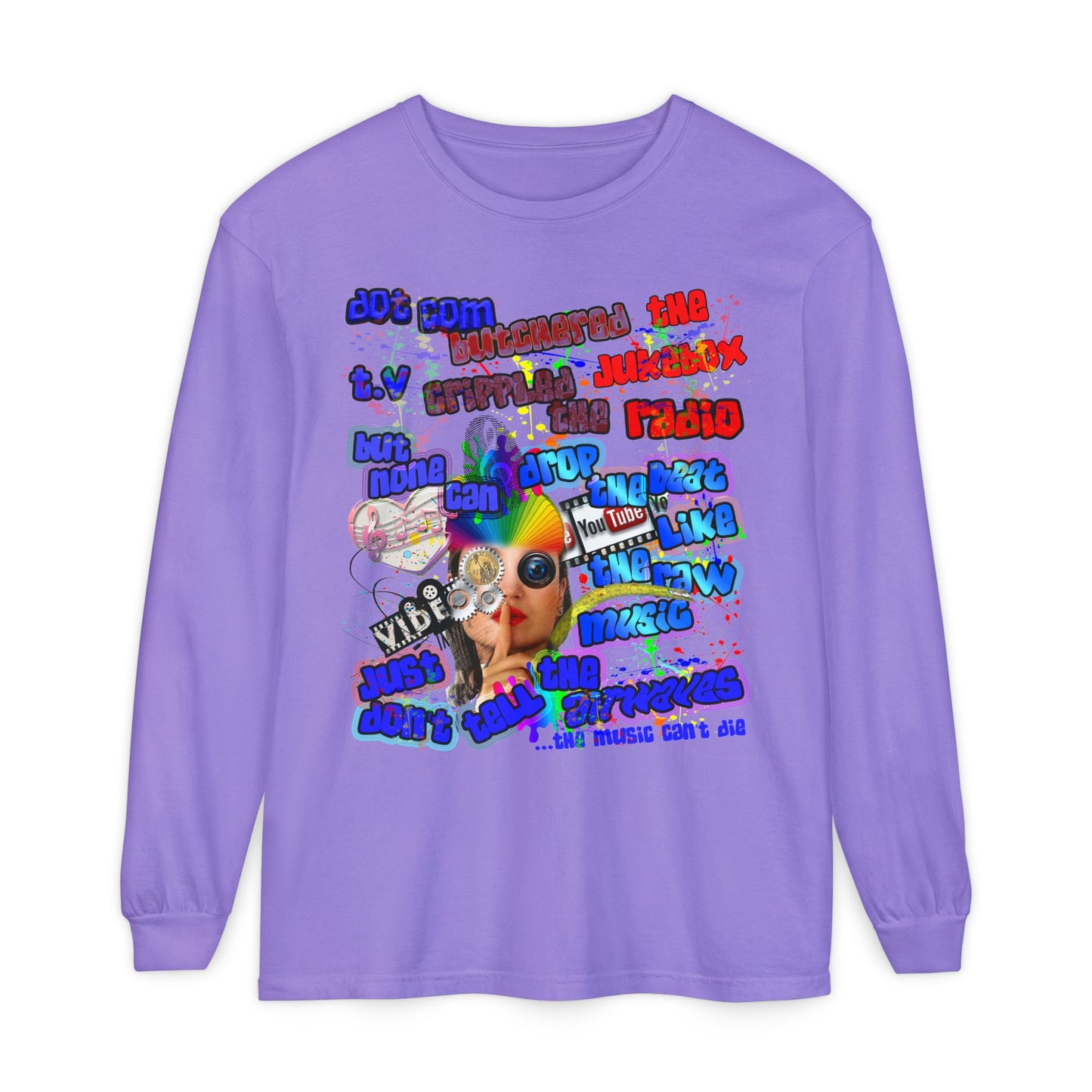 drop the beat - Unisex Garment-dyed Long Sleeve T-Shirt