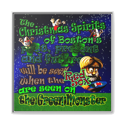 christmas spirits of boston - framed canvas art ('snoops' background)