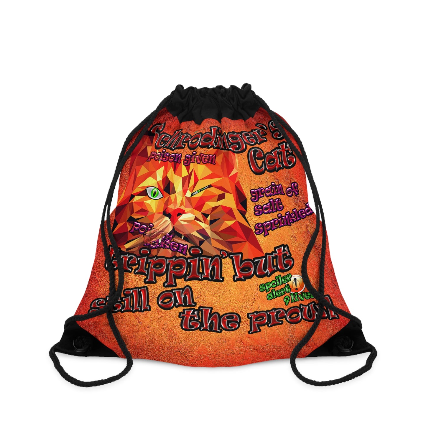 schrodinger's cat - Drawstring Bag (burnt orange)