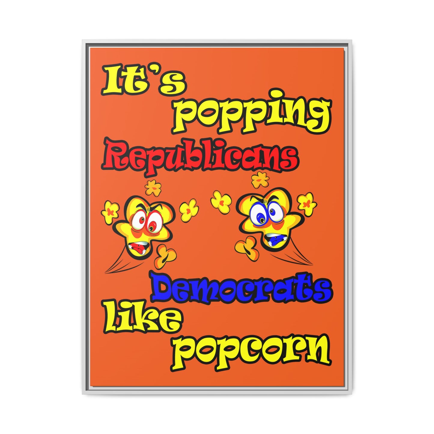 popping like popcorn - framed canvas art (orange)