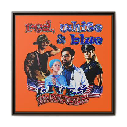 rw&b lives matter - framed canvas art (orange)