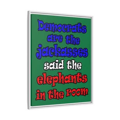 donkeys and elephants - framed canvas art (dark green)