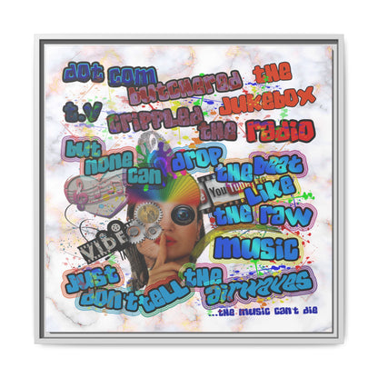 drop the beat - framed canvas art (white marble)