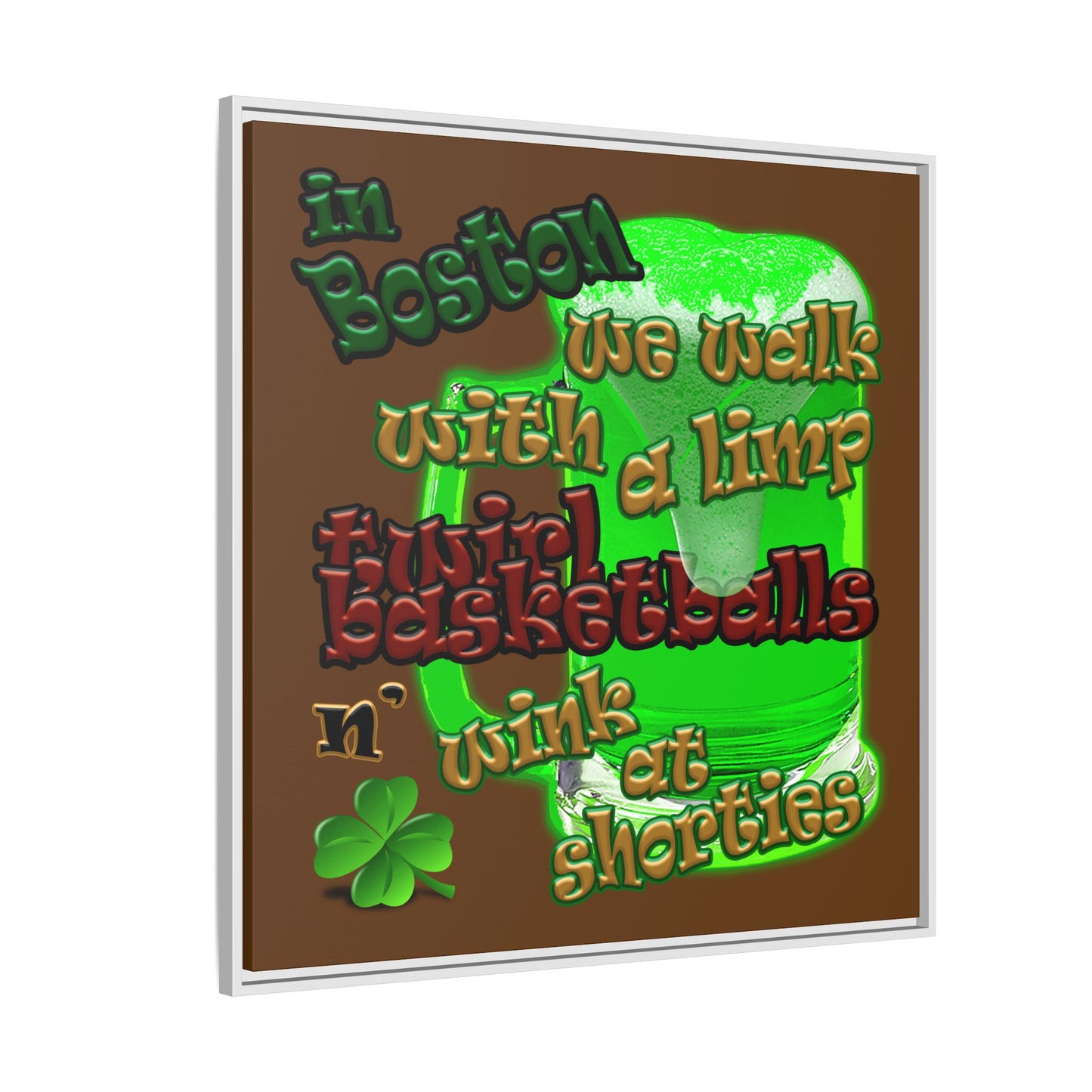 celtics logo - framed canvas art (brown)