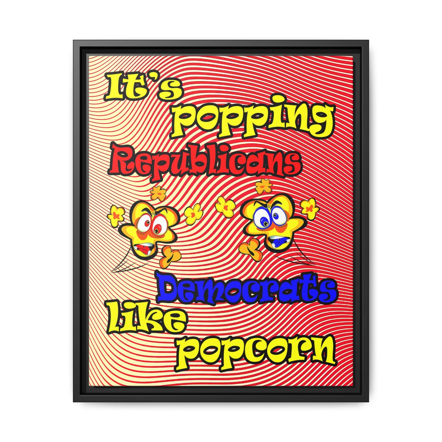 popping like popcorn - framed canvas art (yellow-orange wave)