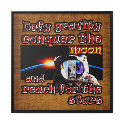 defy conquer reach - framed canvas art (brown papyrus)