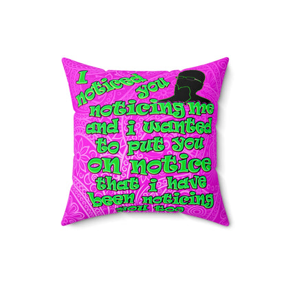 noticed you noticing - Faux Suede Square Pillow - (pink swirl)