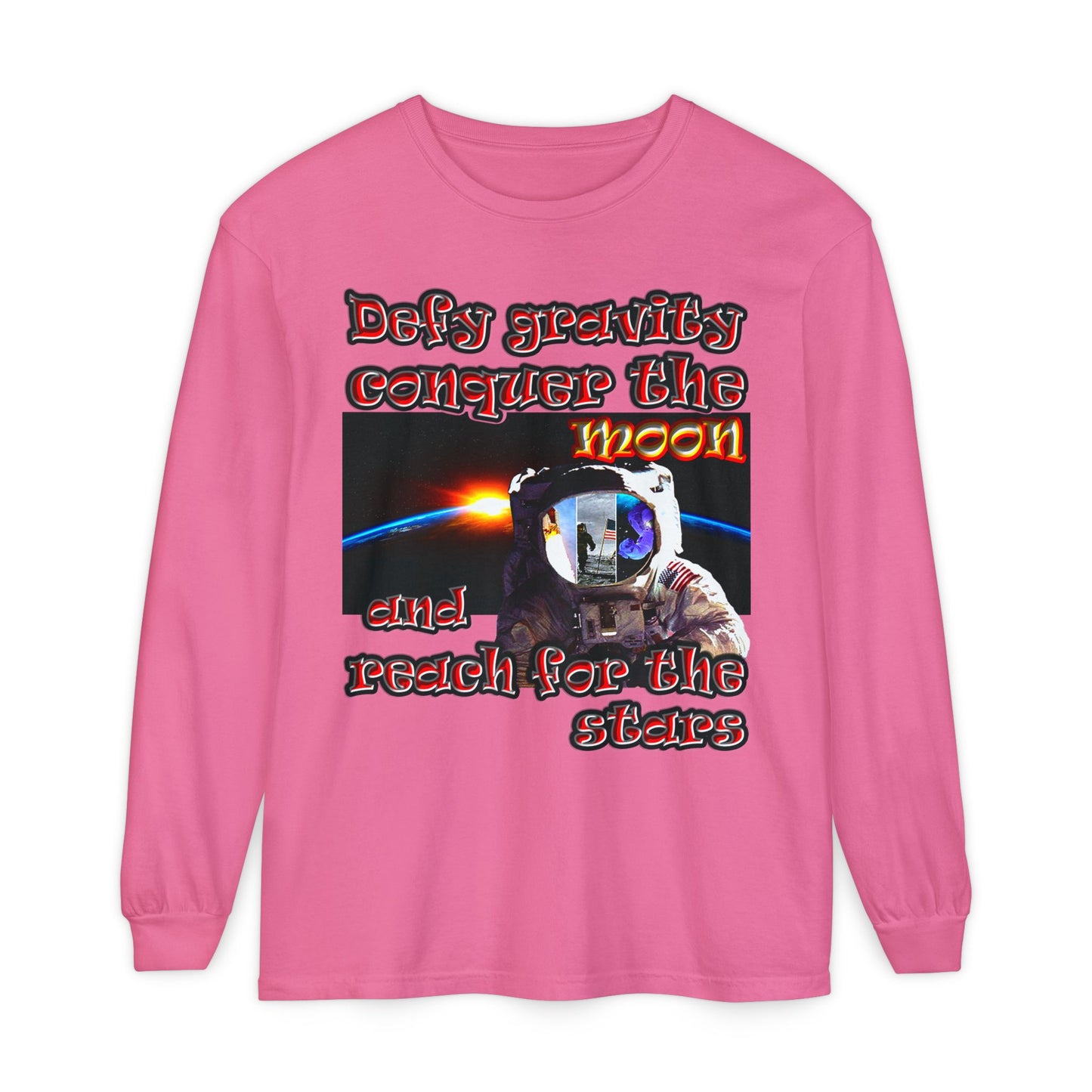 defy conquer reach - Unisex Garment-dyed Long Sleeve T-Shirt