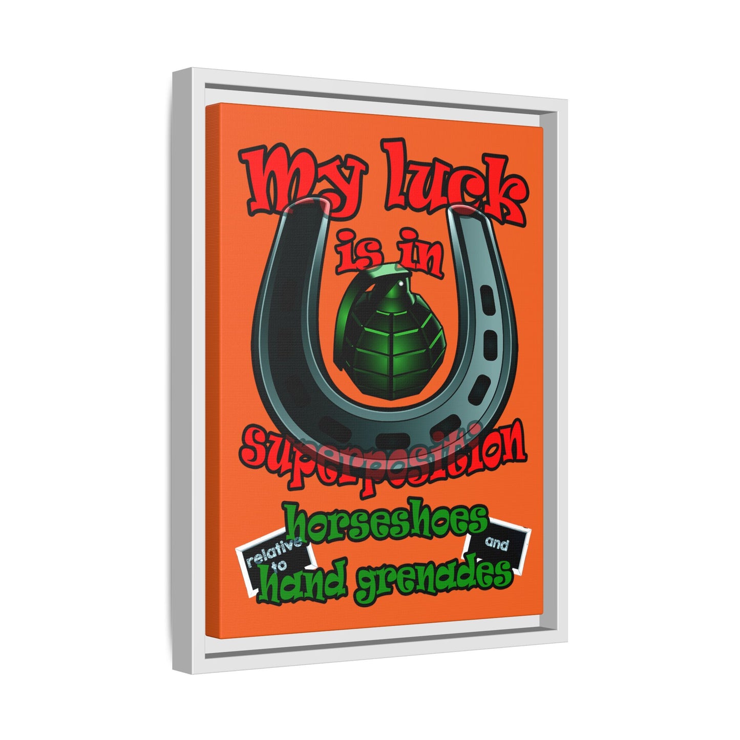 my luck - framed canvas art (orange)