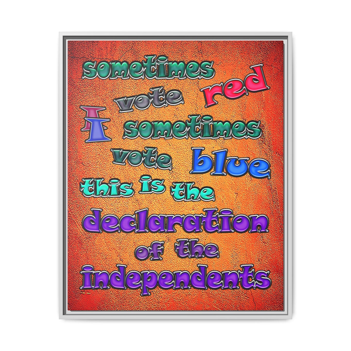 declaration of the independents - framed canvas art (burnt orange)