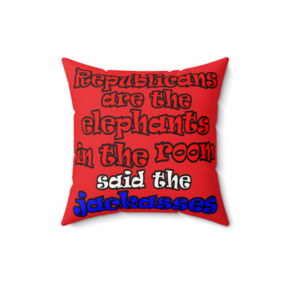 donkeys and elephants - Faux Suede Square Pillow - (red)