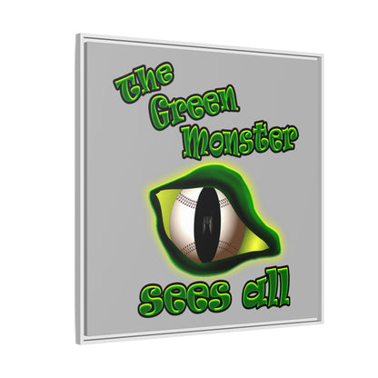 green monster - framed canvas art (light grey)