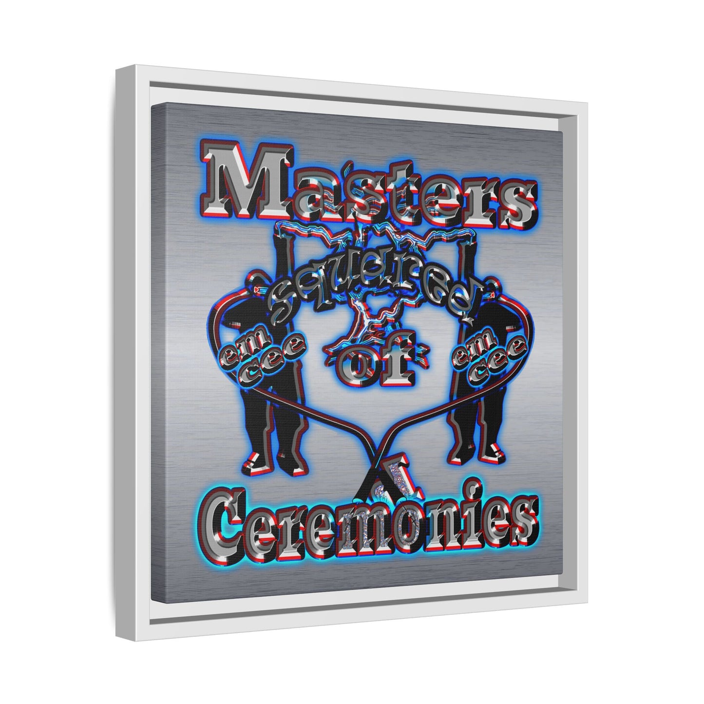 em cee squared - framed canvas art (brushed nickel)