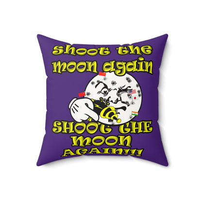 shoot the moon again - Faux Suede Square Pillow - (purple)