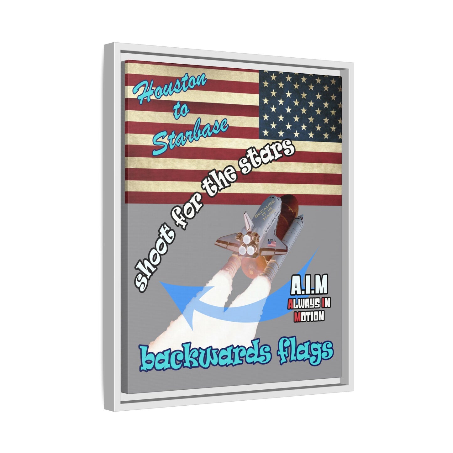 shoot for the stars - framed canvas art (grey)