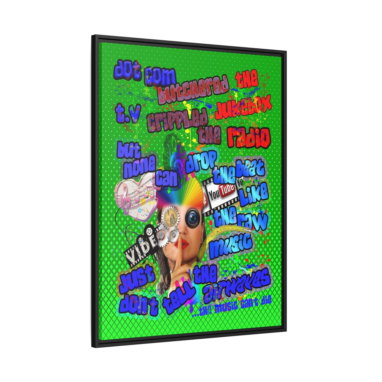 drop the beat - framed canvas art (logo green)