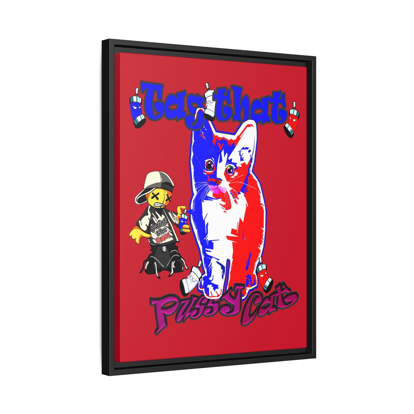 tag that - framed canvas art (dark red)