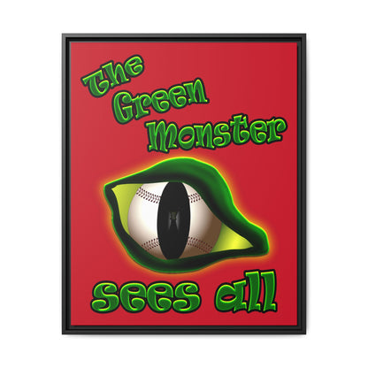 green monster - framed canvas art (dark red)