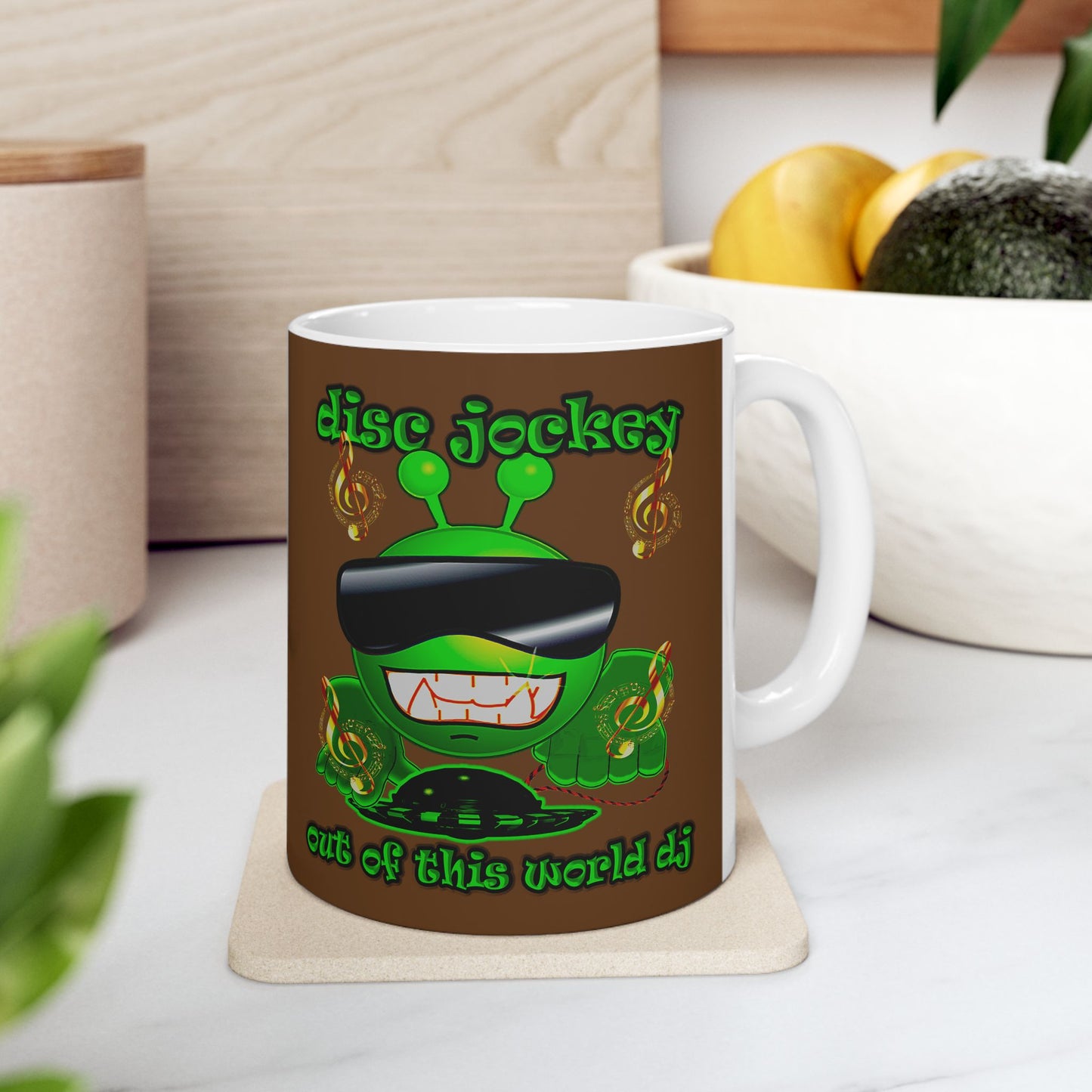 disc jockey - White Mug (brown)