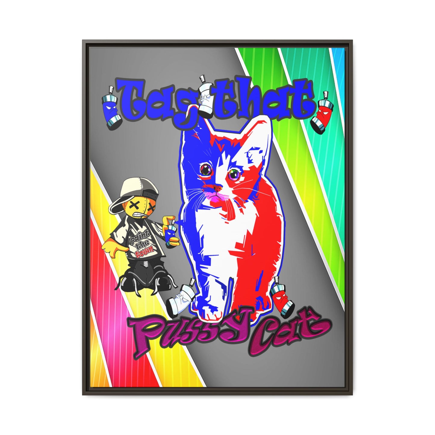 tag that - framed canvas art (rainbow split)