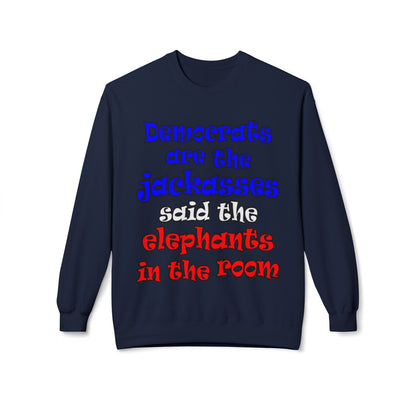 donkeys and elephants - Unisex Midweight Softstyle Fleece Crewneck Sweatshirt