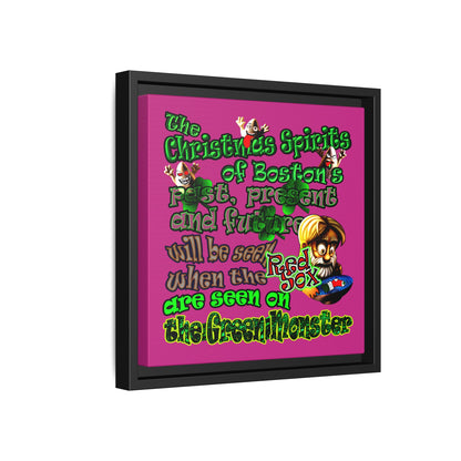 christmas spirits of boston - framed canvas art (pink)