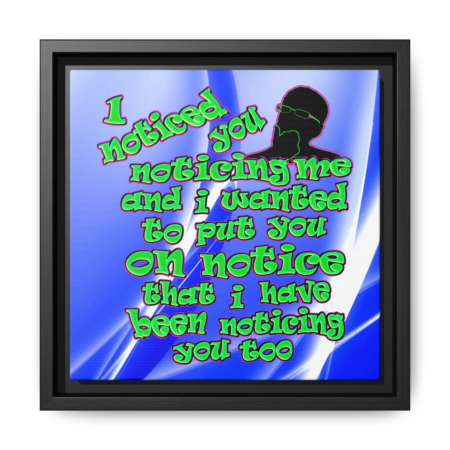 noticed you noticing - framed canvas art (blue-white wave)