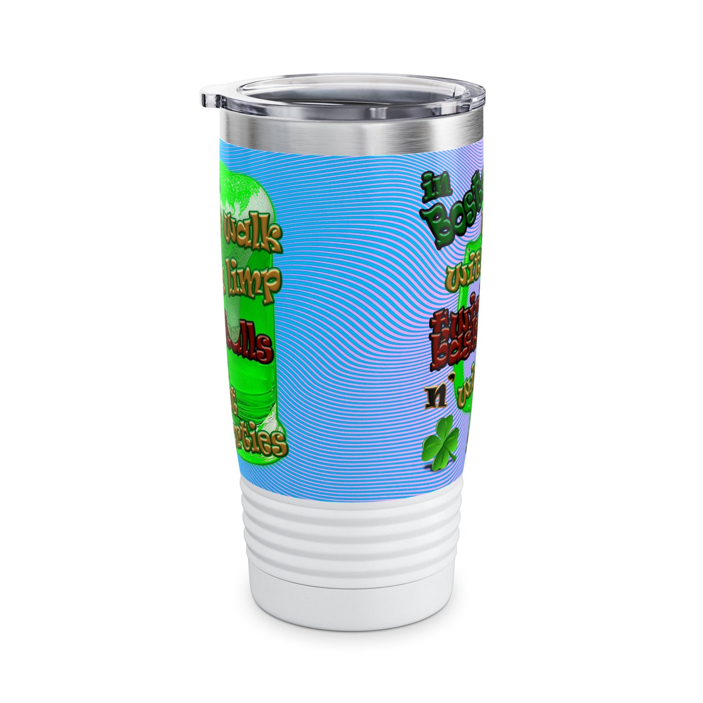 celtics logo - Ringneck Tumbler, 20oz (light blue-purple wave)