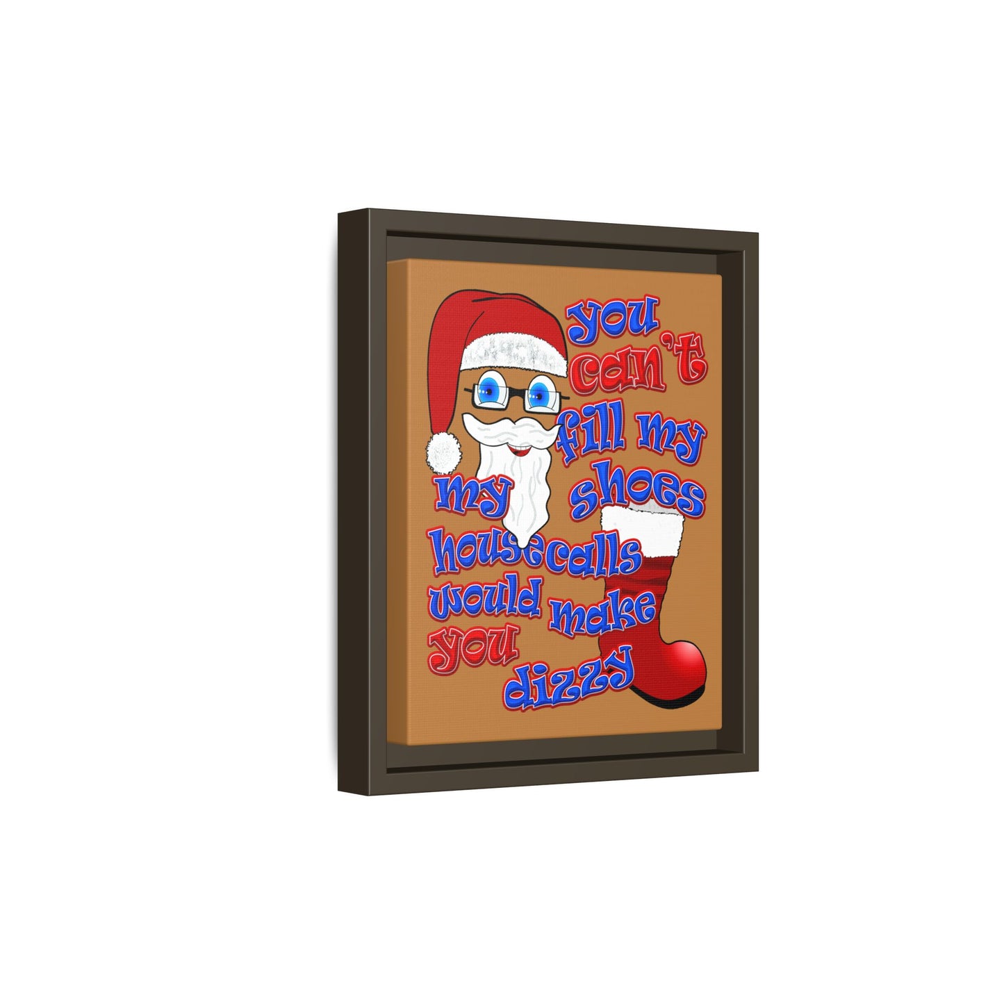 santa's shoes - framed canvas art (light brown)