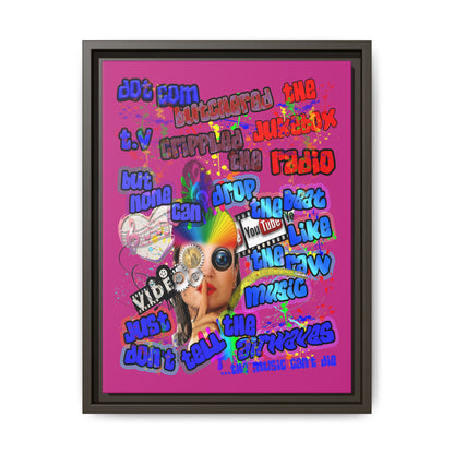 drop the beat - framed canvas art (pink)