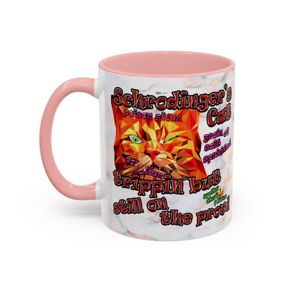 schrodinger's cat - Accent Mug (white marble)