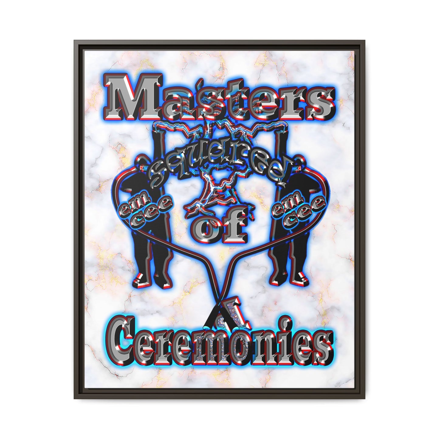 em cee squared - framed canvas art (white marble)