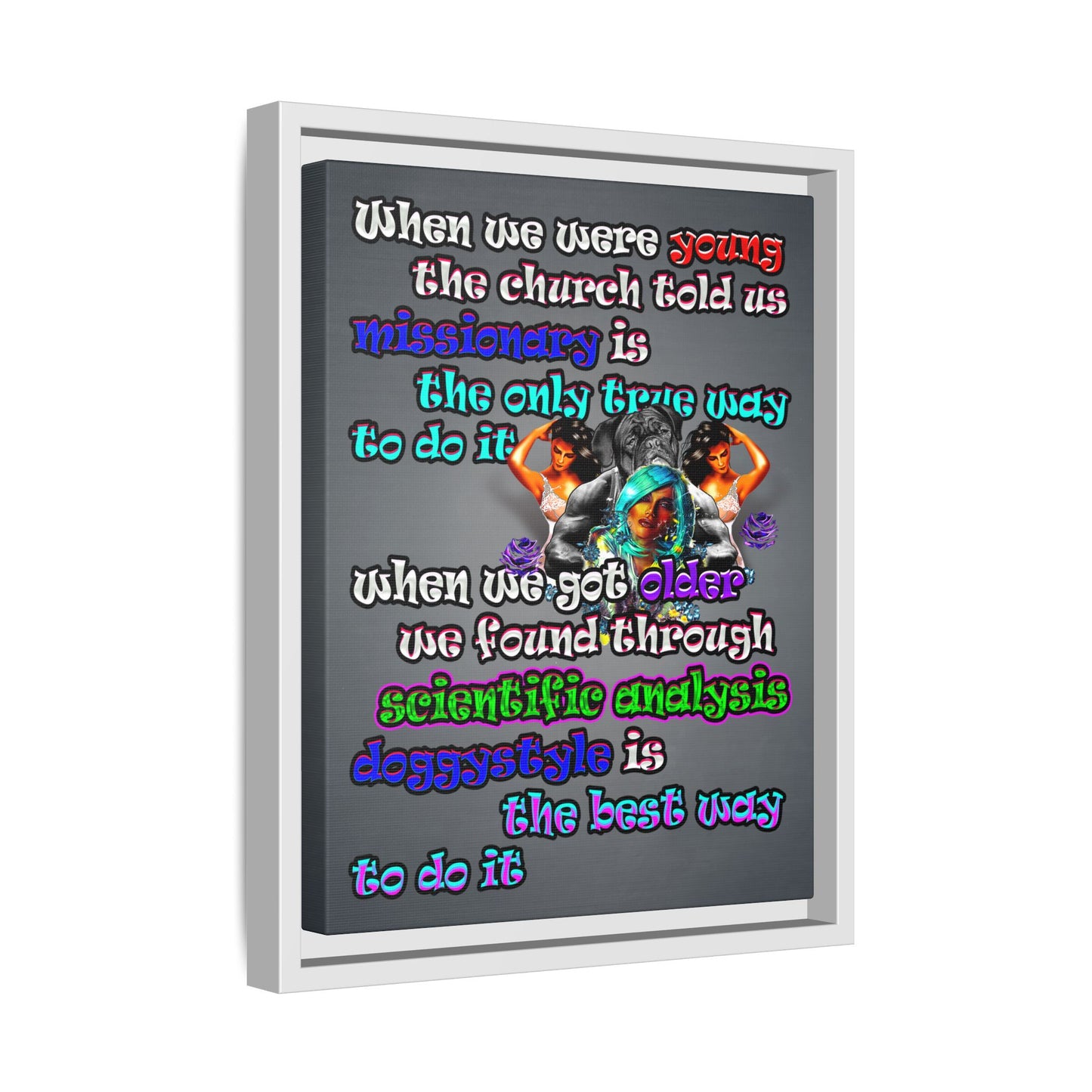 doggystyle - framed canvas art (grey-light grey)