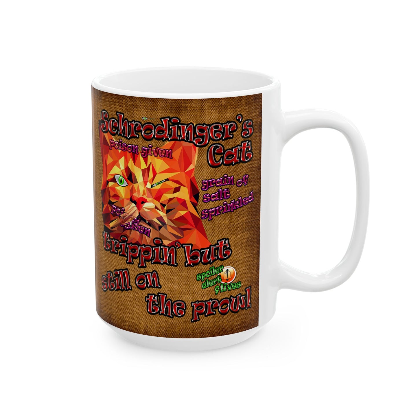 schrodinger's cat - White Mug (brown papyrus)