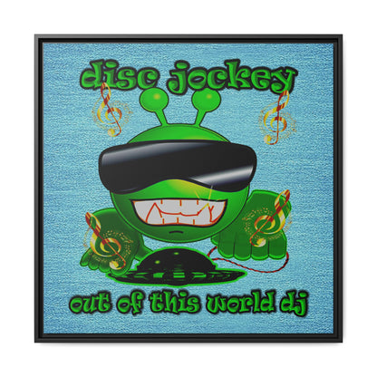 disc jockey - framed canvas art (faded blue)