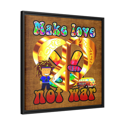 love peace - framed canvas art (brown papyrus)
