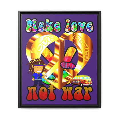 love peace - framed canvas art (purple)