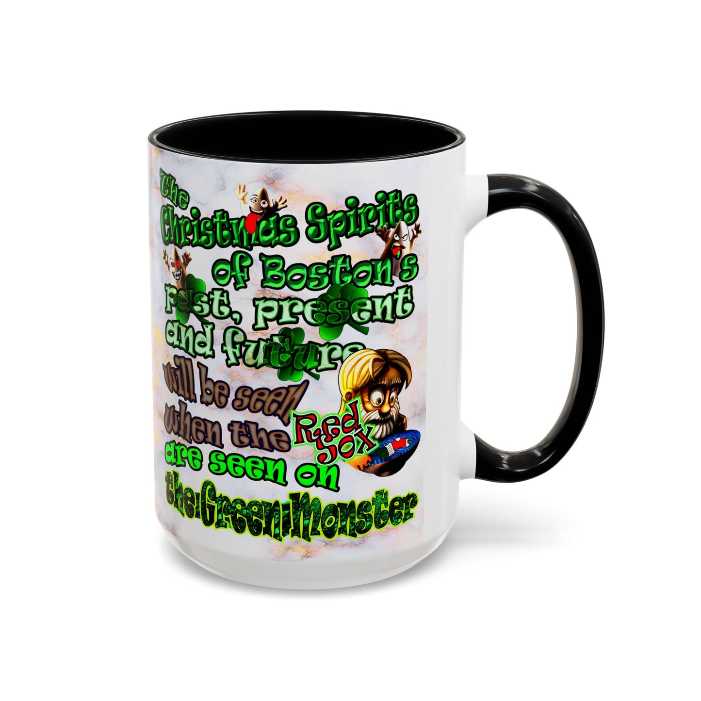 christmas spirits of boston - Accent Mug (white marble)