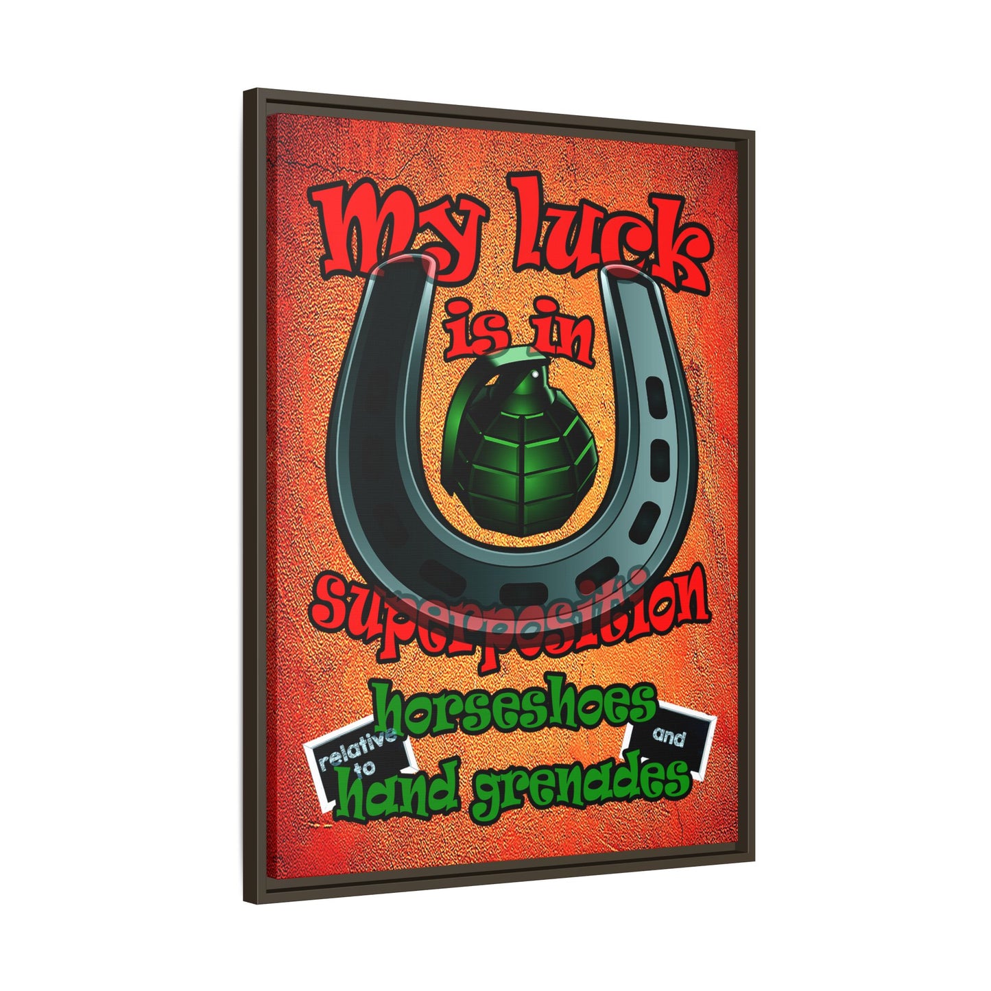 my luck - framed canvas art (burnt orange)