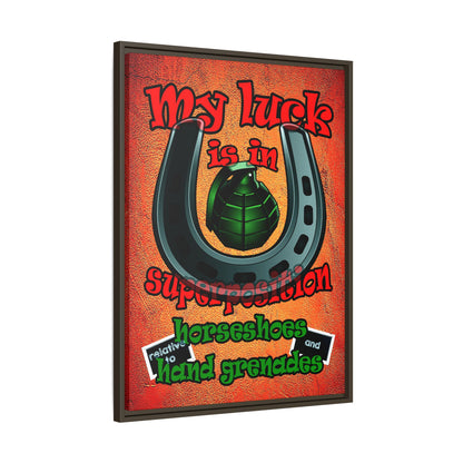 my luck - framed canvas art (burnt orange)