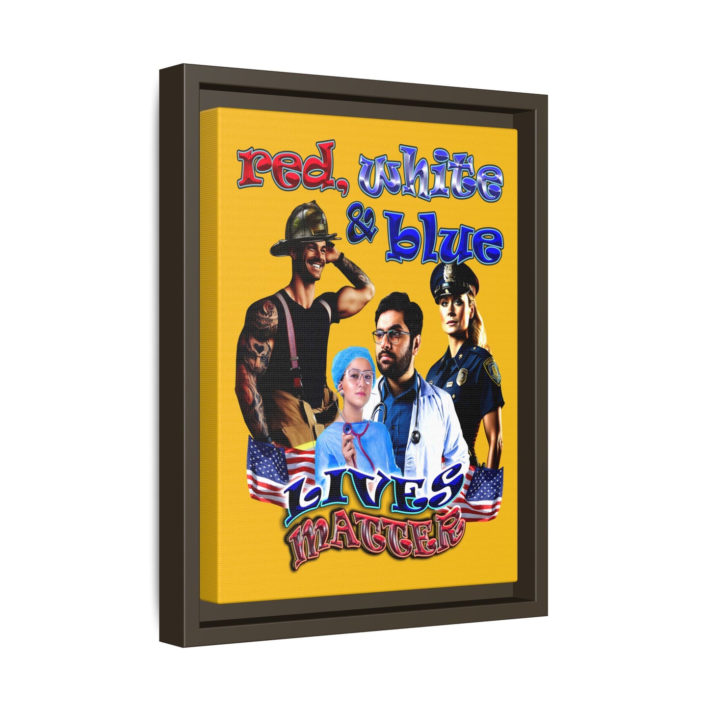 rw&b lives matter - framed canvas art (yellow)