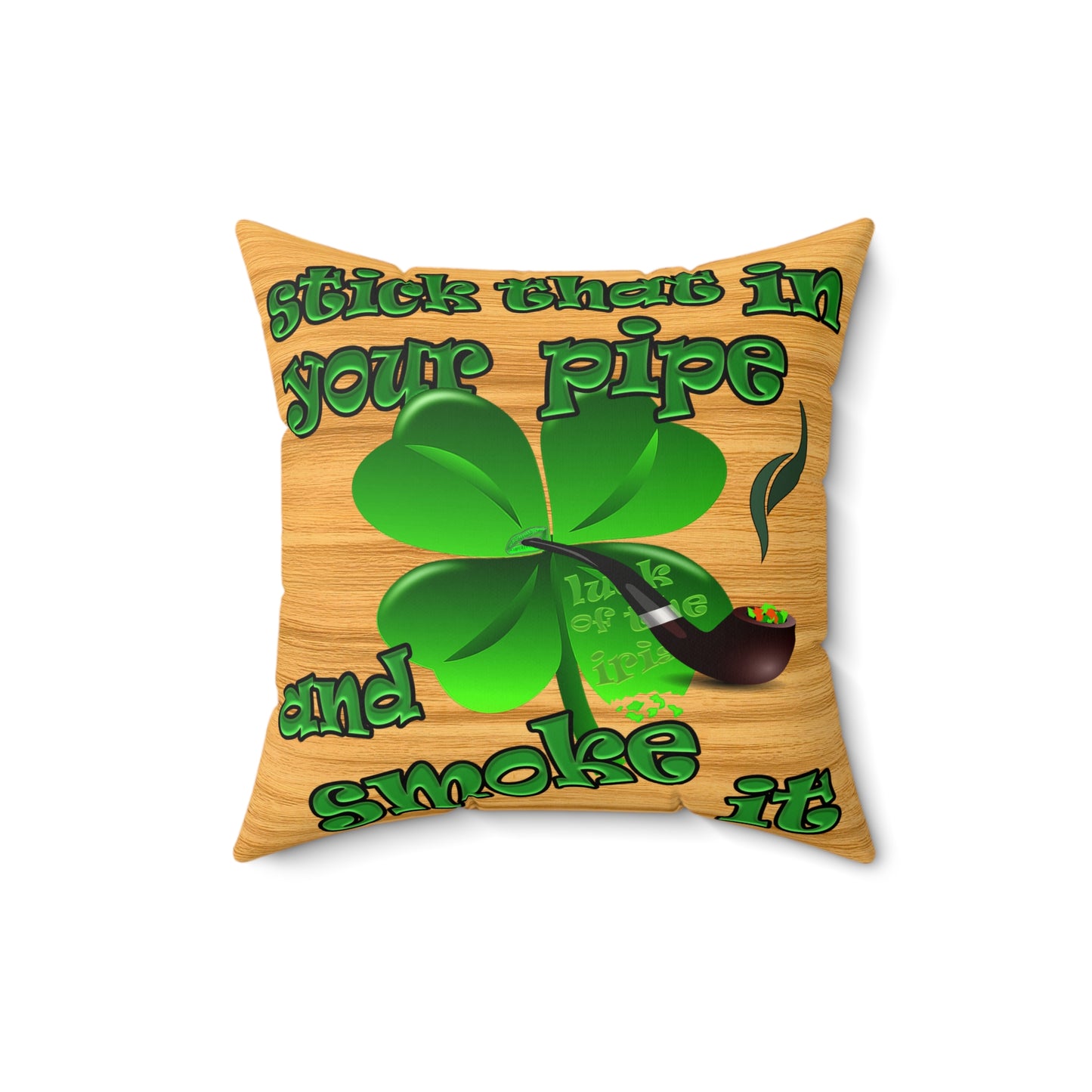 celtics logo - Faux Suede Square Pillow - (butterscotch wood finish)