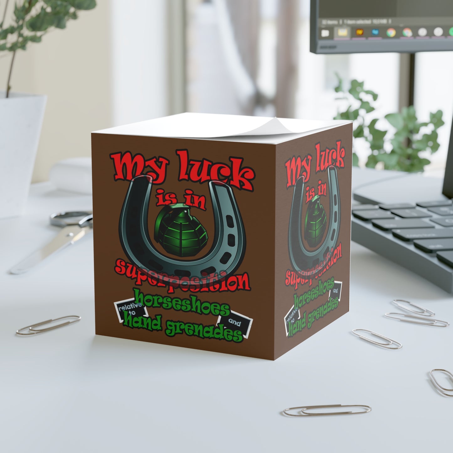 my luck - note cube (brown)
