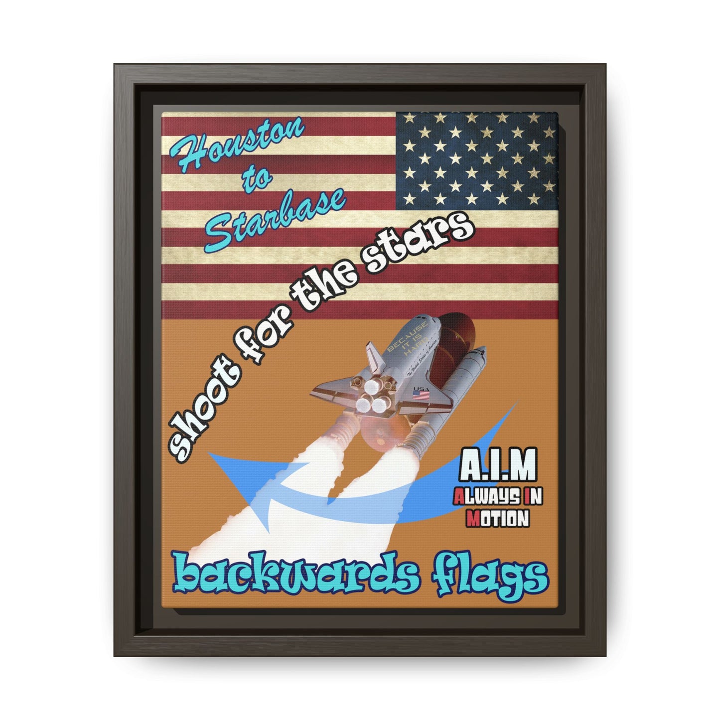 shoot for the stars - framed canvas art (light brown)