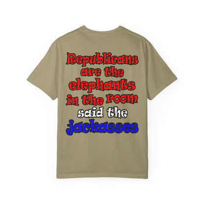 donkeys and elephants - Unisex Garment-Dyed T-shirt