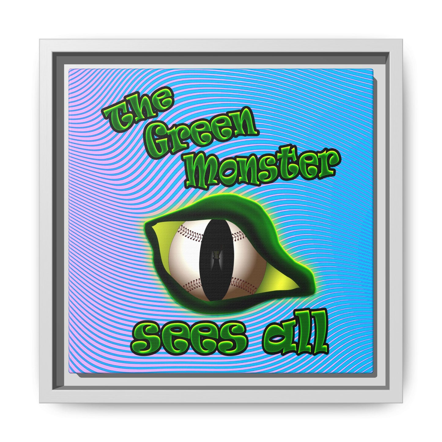 green monster - framed canvas art (light blue-purple wave)