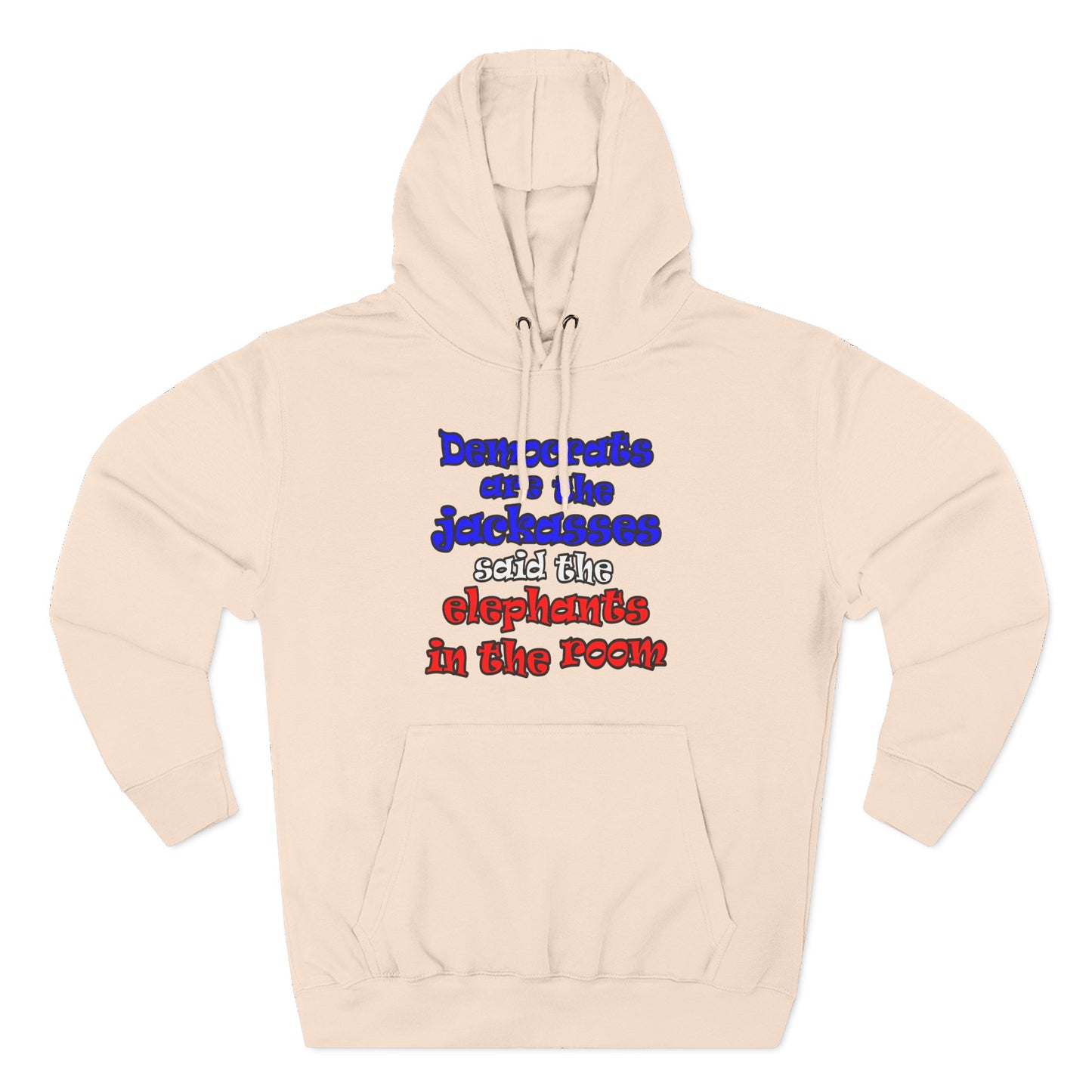 donkeys and elephants - Three-Panel Fleece Hoodie