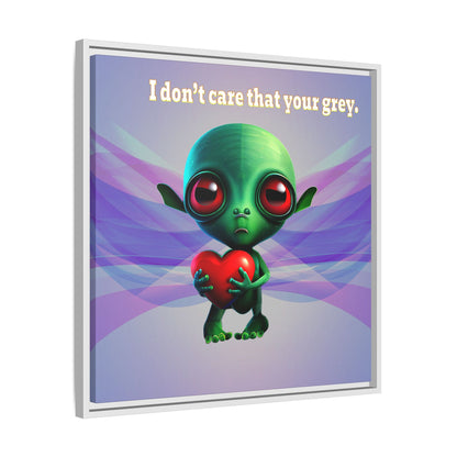 I don't care that your grey - framed canvas art (light blue-pink wave)