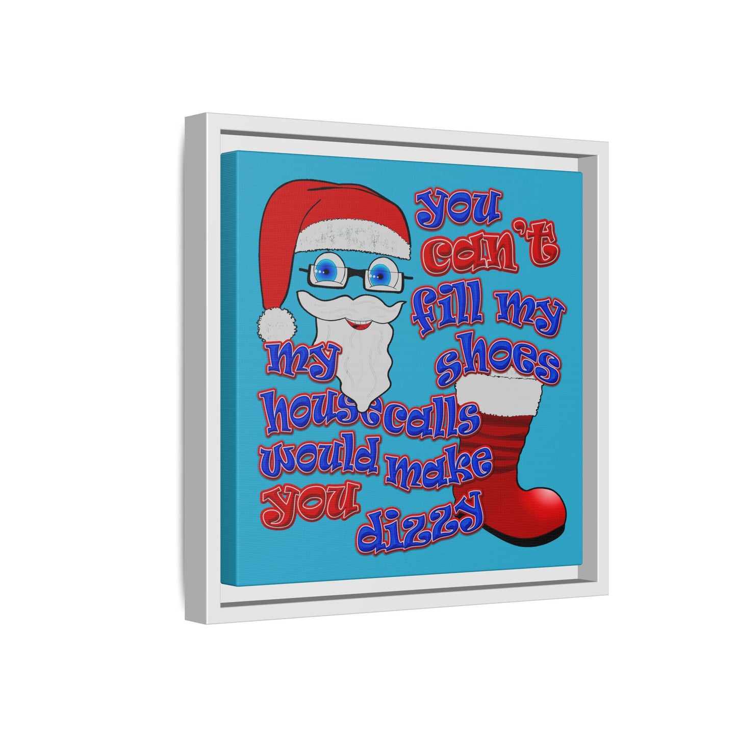 santa's shoes - framed canvas art (turquoise)