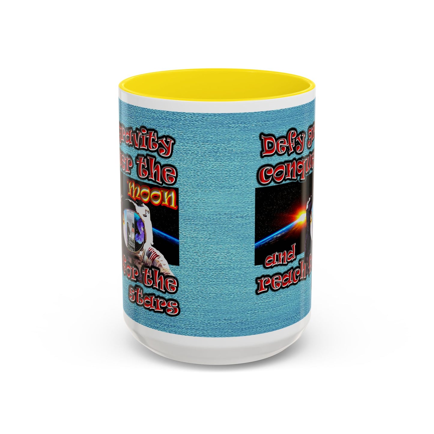 defy conquer reach - Accent Mug (faded blue)